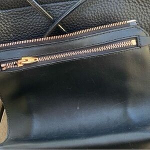 ALEXANDER WANG BLACK PEBBLED ROSE GOLD ZIPPER LARGE POUCHETTE Bag LUX